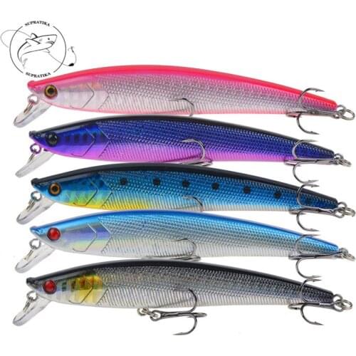 Swim bait 5Pcs/set 11cm/11g Wobbler Bionic Bait Bass 6# With Sharp Hook Artificial Slender Plastic Hard Bait 3D Eyes