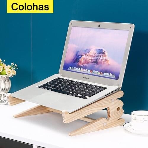 Wood Laptop Stand Cooling Bracket for Macbook Pro Air IPad Support Notebook Stand Detachable Wooden Mount Vertical Laptop Holder