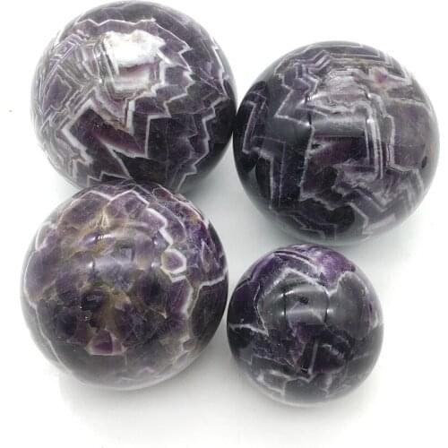 Natural Dream Amethyst Ball Polished Dogtooth Amethyst Chevron Banded Dream Amethyst Sphere Healing Crystal Home Decoration