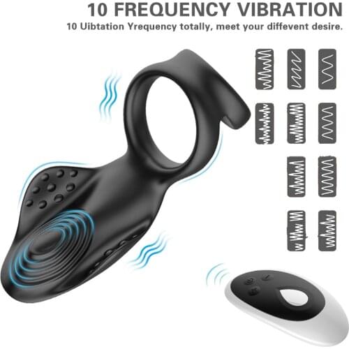 Remote Control Vibrating Penis Massager Ring Sex Toys For Men Scrotum Massager Chastity Cage Man Testicle Bondage Vibrators 5