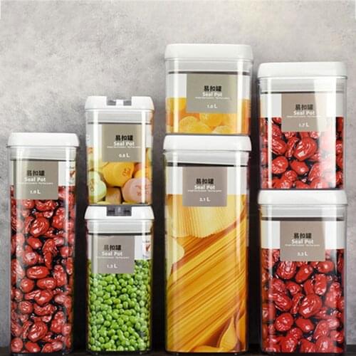 5Pcs/set Food Storage Box Sealed Grain Storage Tank Dried Grains Container with Lid - Transparent