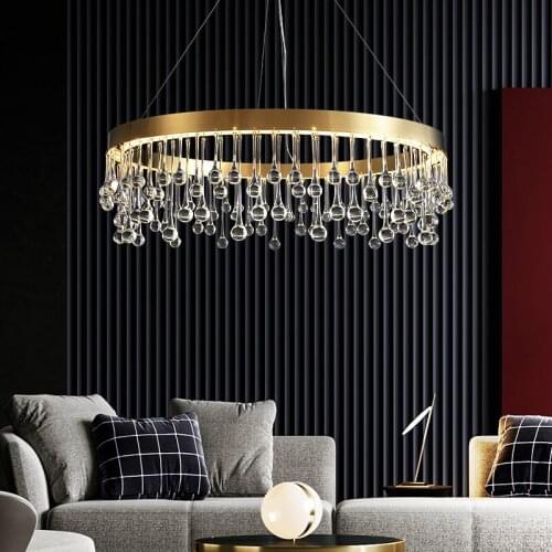 Crystal Luxury LED Chandelier Lighting Postmodern Dining Living Room Art Hanging Lamp Bedroom Villa Deco Stainless Steel Fixture