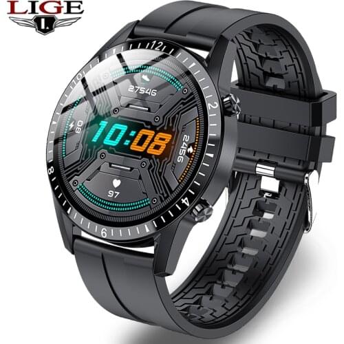 LIGE 2020 New Smart watch Bluetooth call watch heart rate blood pressure fitness watch men Smart watch for iOS Android +Box