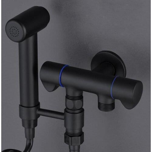 1set Bidet Faucet Matte Black Bidet Hygienic Shower Solid Brass Toilet Faucet Muslim Ducha Higienica Mixer Tap Toilet Faucets