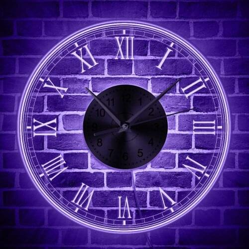Roman Numerals Luminous Wall Clock With Night Light Retro Designed Acrylic LED Edge Lit Wall Watch Exquisite Interior Art Decor