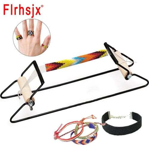 Stainless Steel Weaving Beading Loom for Jewelry Bracelets Necklaces Make Wood Handle Knitting Machine Handmade Knitting Tools