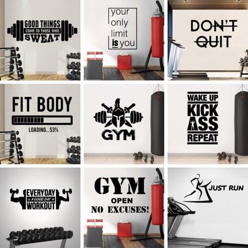 Inspiring Gym Quote Art Sticker Waterproof Wall Stickers Kids Room Nature Decor Wall Stickers Waterproof Wallpaper