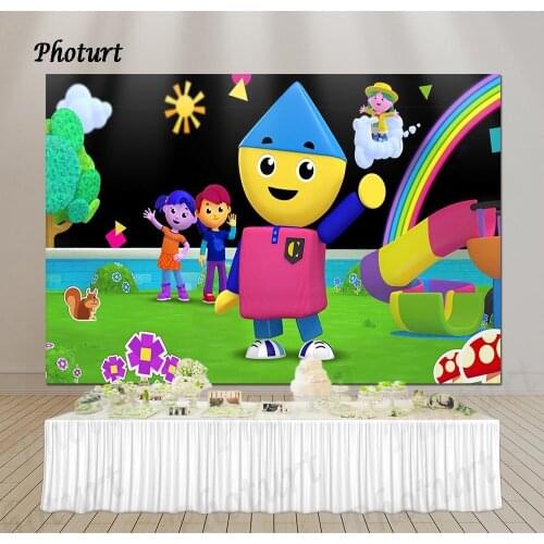 PHOTURT Charlie Colorform City Photography Backdrop Kids Birthday Photo Background Black Game Level Vinyl Photo Booth Props