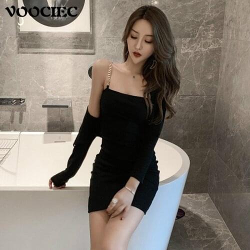 VOOCIEC Sexy autumn suit dress suit Slim fitting Sling Dress Fashion slim Blazer Office Lady Self cultivation Womens suits
