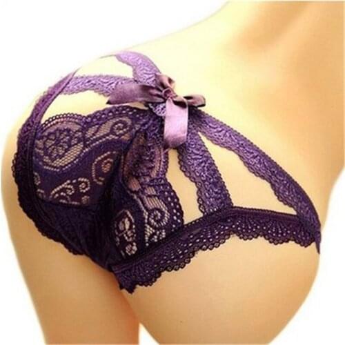 Womens cotton panties Lace Hollow Underpants Ladies Bandage Briefs Thong sexy string erotic woman female Underwear