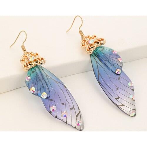 New Fashion Imitation Butterfly Wings Long Dangle Earrings Brincos For Women Girls 2021 Trendy Temperament Jewelry Drop Earring