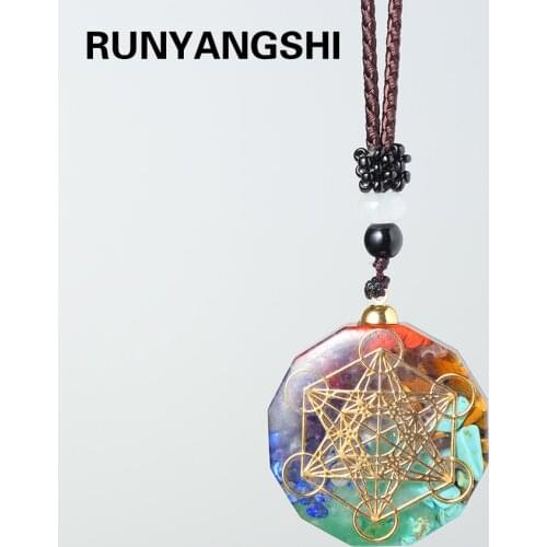 1PC Natural colorful gem seven chakras ornaments Augen Energy Pendant Drops Glue Into Handmade Necklace