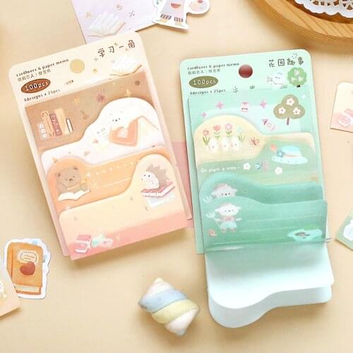 Journamm 100pcs Cute Kawaii Cartoon Paper Planner Journal To Do List Stationery Memo School Scrapbooking Notepad School Memo Pad