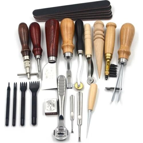 18pc Belt Punch Edge Leather Needle Drift Pin Metal Craft Tool Die Leather Hole Puncher Trench Kit DIY Hand Leathercraft Device