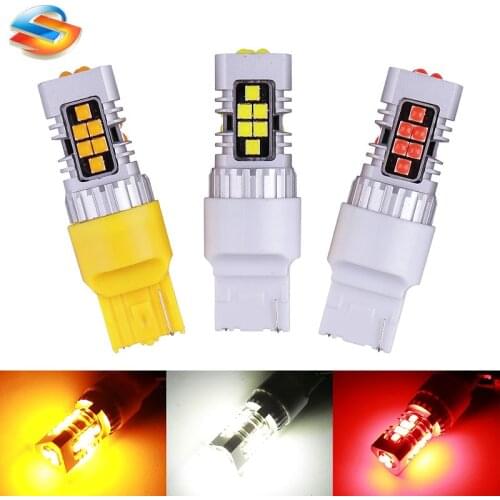 2PCS 1156 BA15S PW21 1157 T20 7440 LED 21SMD Car Bulbs White Red Yellow Reverse Brake Lights Brightness Turning Signal Lamp