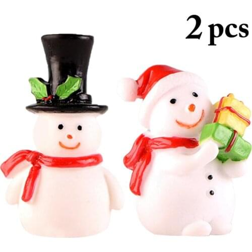 2Pcs/Set Resin Ornaments Snowman Micro Landscapes Micro Ornaments Crafts For Christmas Photography Props Home Decor