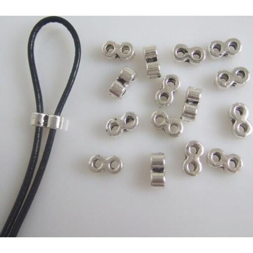 20pcs Jewelry Findings Antique Double Holes 3.5mm Charms Slider Spacers For Round Leather Cord