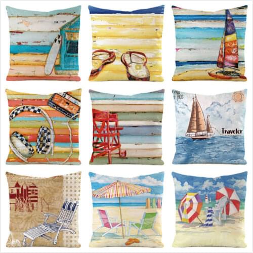 45cm*45cm The beach landscapeimitated silk fabric throw pillow covers couch cushion cover home decorative pillows