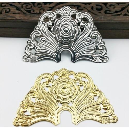 5pcs 58x90mm Filigree Flower Wraps Metal Charms For Embellishment Scrapbook DIY Jewelry Craft