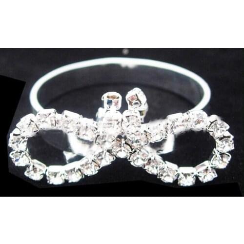 50pcs Clear Crystals Rhinestones Bow Napkin Ring Serviette Holder Wedding Banquet Dinner Decor Favor Napkin Buckle Decorations