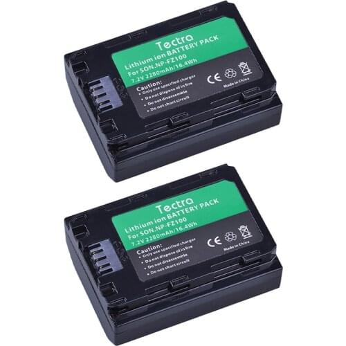 2x2280mAh NP-FZ100 NP FZ100 Camera Rechargeable Li-ion Batteries Akkus for Sony NPFZ100 Z-Series,Alpha A7 III,A7R III,A9S,A9R