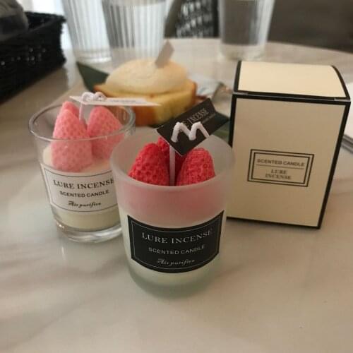 Cute Strawberry Macaron Scented Candles Soy Wax Essential Oil Aromatherapy Candle Romantic Relaxing Home Decor Aroma Candle Jars