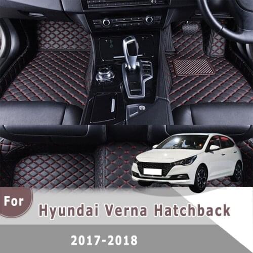 RHD Car Floor Mats For Hyundai Verna Hatchback 2018 2017 Custom Leather Carpet Car Styling Interior Accessories Foot Pad Cover