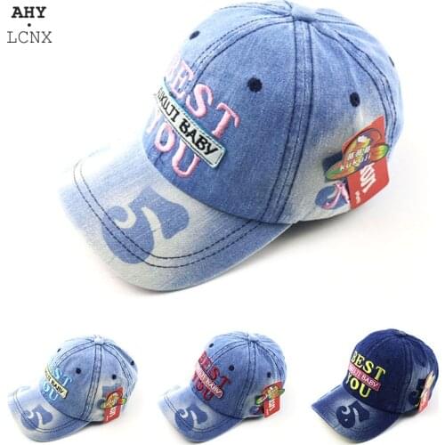 New Korean Baby Baseball Cap Autumn Spring Kids Denim Cap Boys Girls Embroidery Letter BEST YOU Snapback Hip Hop Sun Hat