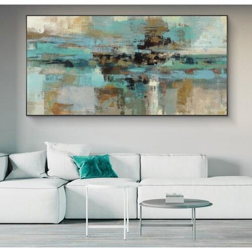 Large Size Turquoise Abstract Canvas Paintings On the Wall Art Posters And Prints Modern Graffiti Art Canvas Pictures Home Decor