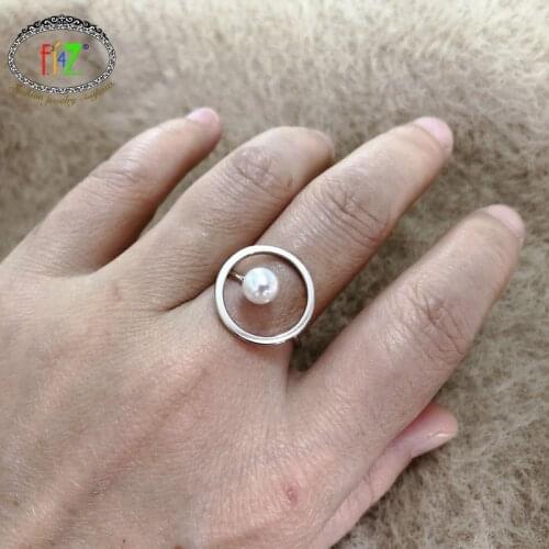 F.J4Z New Women Geometric Finger Rings Hot Copper Simulated Pearl Flower Top Rings Jewelry Accessories dropship
