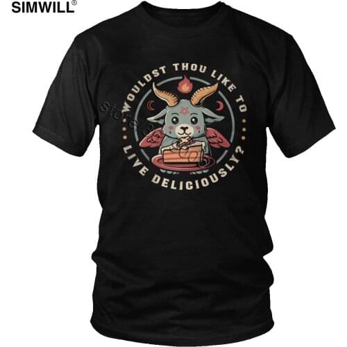 Urban New T Shirts Men Cotton Wouldst Thou Like To Live Deliciously Tee Short Sleeved Demon Devil Goat T-shirt Gift Clothes Tops