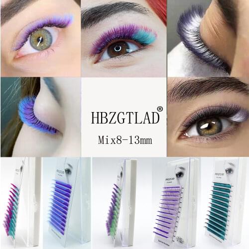 HBZGTALD C/D Curl 0.07/0.1MM 8-13MM Mix Length Color Fake Lashes Extensions Individual Colored Eyelashes False Mink Eyelashes