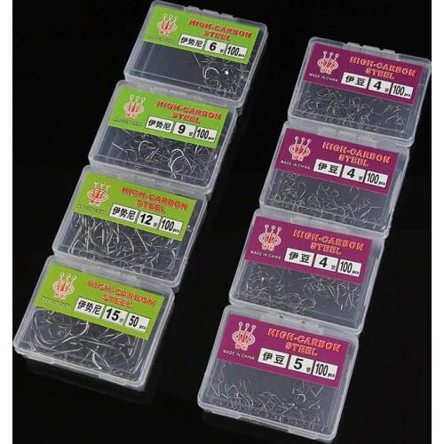 100 black boxed hook China good quality different Size Carbon Fishhook Treble mustad fishing hooks Fishing Tackle Set Fishing