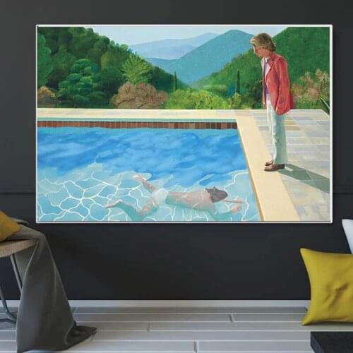 Modernism Aesthetics Pool Man Life Visual Art Canvas Painting Posters Print Wall Art Picture for Living Room Home Artwork Decor
