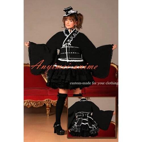 Gothic Lolita Punk Sweet Fashion Dress Japan Black Kimono Cosplay Costume Tailor-made[CK1309]