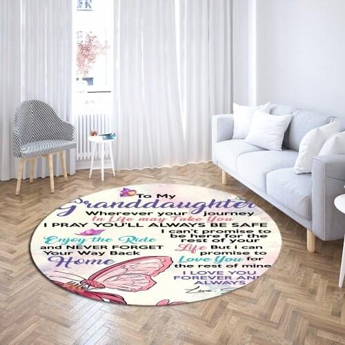 Custom Letter Printing Round Carpet Rug Floor Rug For Living Room Bedroom Kids Room Non-Slip Play Mat Round Mat Carpet Gift Mats