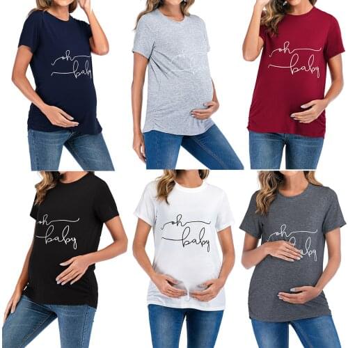 Summer Maternity Clothing Round Neck Short Sleeve Funny Letter Print Tops Maternity Large Size T-shirt Casual Top ropa premama