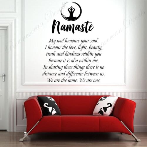 Namaste Om Quote Vinyl Wall Sticker Interior Home Decor Yoga Studio Room Decoration Decal Removable Mural Window Wallpaper S060