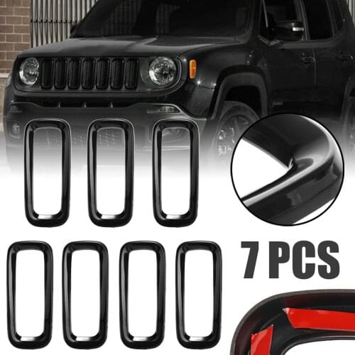 New Arrival 7pcs Front Grill Grille Insert Cover Trim Frame For Jeep Renegade 2015-2018