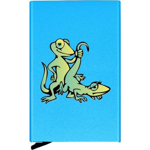 New Arrivals Metal Case Funny Frog Couple Design Credit Card Holder Men Slim Anti Protect Travel ID Cardholder Women Rfid Wallet