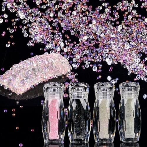 New style 1 Bottle Mini Caviar Beads Crystal Tiny Rhinestones Glass Micro Bead For 3D Glitter Nail Art Decorations