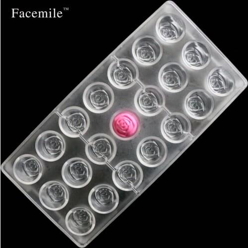 Wholesale Baking Pastry Tool Rose Flower polycarbonate Chocolate Candy Mold Tray Pudding Mold Kitchen Bakeware Pastry