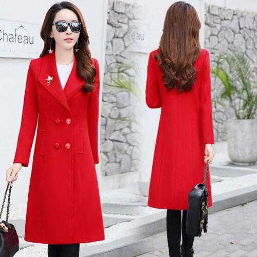 High quality thick woolen coat womens winter new long section over the knee Korean version of the slim slim woolen coat
