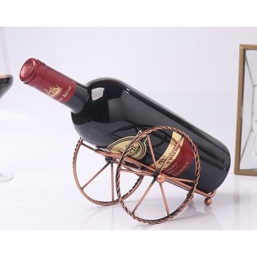 Single Bottle Kitchen Bar Bike Wine Tabletop Rack Holder Stand Bronze Display 021