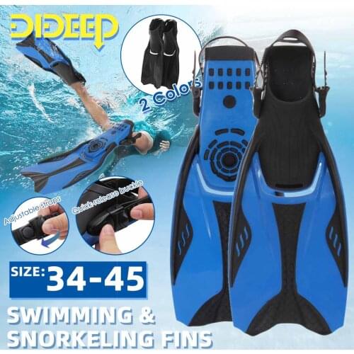 DIDEEP Adjustable Swimming Fins Adult Snorkel Foot Flippers Diving Fins Beginner Water Sports Equipment Portable diving Flippers