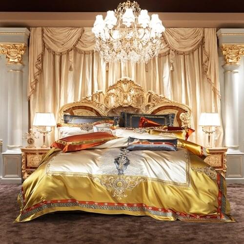 2021 Luxury 800TC Silk Cotton Palace Bedding Set Embroidery Quilt Cover Flat Sheet Bedspread Pillowcases Queen King Size 4-10Pcs