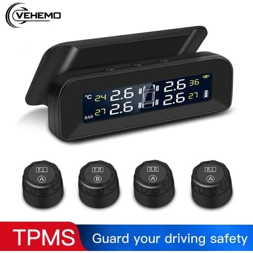 Vehemo TPMS Tire Pressure Alarm Tire Pressure Monitoring System Car Collapsible for 4PCS Sensor Tire Pressure Monitoring 2020