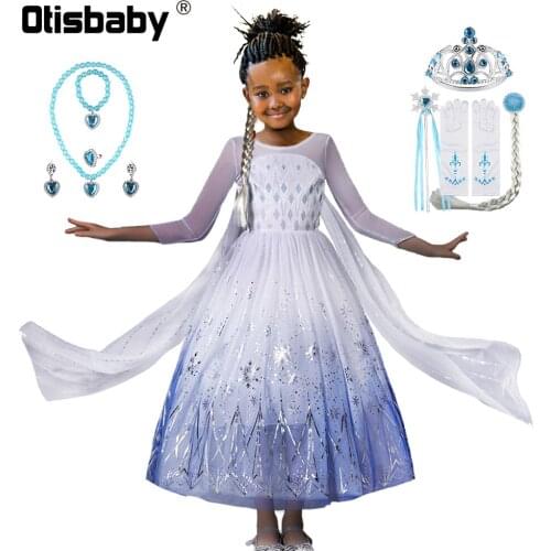 Snow Queen 2 Elsa Dress for Girls New Year White Fancy Fairy Princess Costume Toddler Girl Snowflake Dresses Party Elza Dress Up