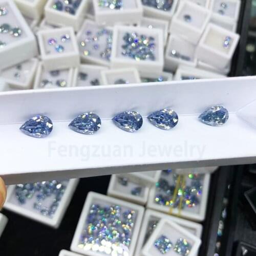 Loose Moissanite Gemstone Dark Blue 5x8mm 1ct Pear Shape Synthetic GRA Moissanites Diamond Gems