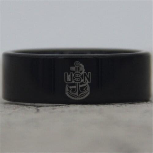 YGK Free Shipping YGK JEWELRY Hot Sales 8MM Black Pipe Comfort Fit US ARMY US NAVY Design Tungsten Wedding Ring